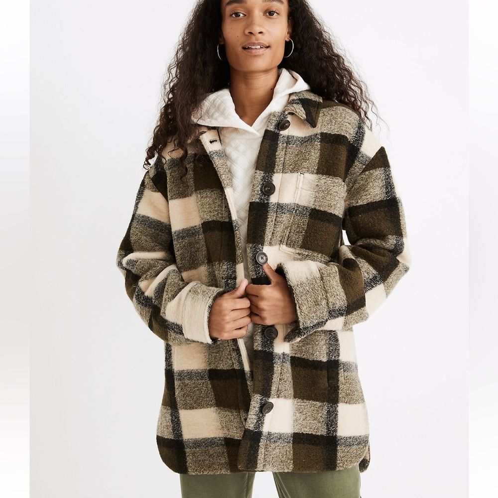 Madewell Belrose Shirt-Jacket in Maran Plaid Sz L - Picture 1 of 11